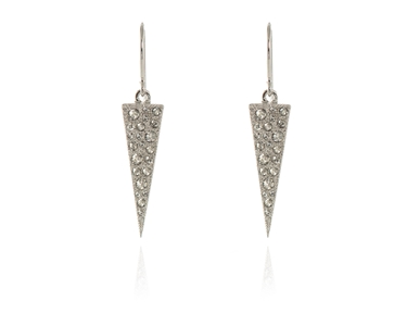 Crystal  Dart Hook Wire Earrings  | Rhodium Silver Shade