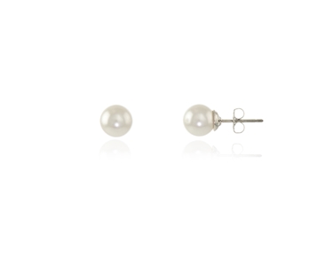 Crystal  Mac/8 Pearl Earrings  | Rhodium White Pearl