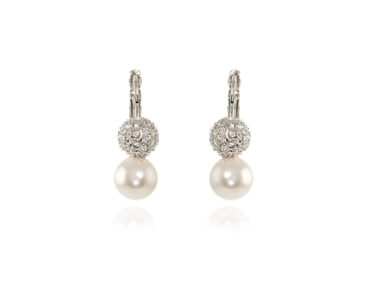 Crystal  Peyton Pearl Earrings  | Rhodium White Pearl