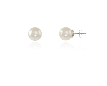 Crystal  Mac/12 Pearl Earrings  | Rhodium White Pearl