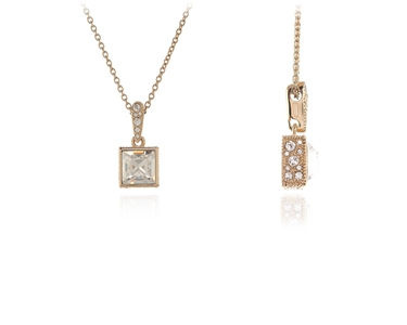 Crystal  Square Pendant  | Gold Crystal