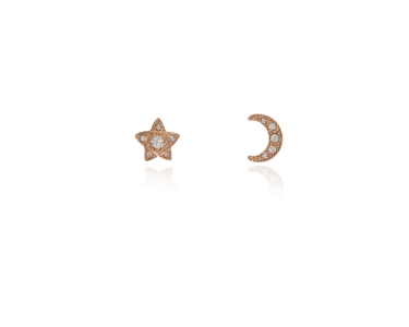 Crystal  Lunar Star Pierced Earrings  | Rhodium Crystal