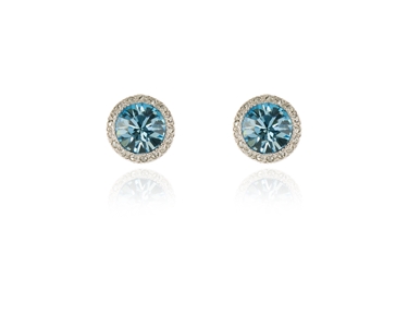 Crystal  Tamar Pierced Earrings  | Rhodium Aquamarine