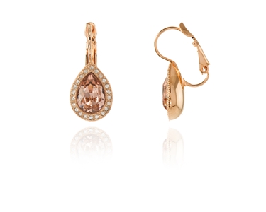 Crystal  Raja Lever Back Earrings  | Pink Gold Vintage Rose