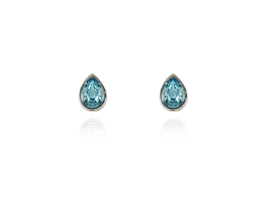Crystal  Ran Pierced Earrings  | Rhodium Aquamarine