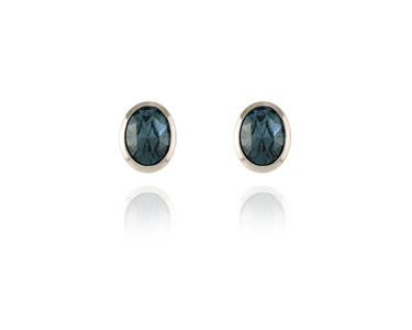 Crystal  Ogen Pierced Earrings  | Rhodium Denim Blue