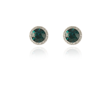 Crystal  Tamar Pierced Earrings  | Rhodium Emerald