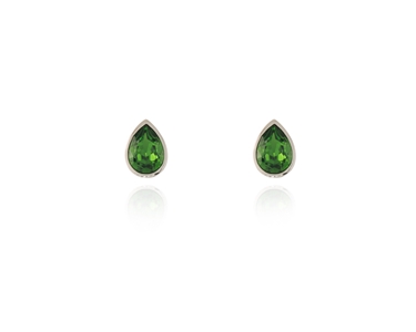Crystal  Ran Pierced Earrings  | Rhodium Fern Green