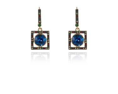 Crystal  Thisbe Pierced Earrings  | Gun Metal Capri Blue