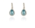 Crystal  Raja Lever Back Earrings  | Rhodium Aquamarine