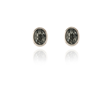 Crystal  Ogen Pierced Earrings  | Rhodium Silver Night