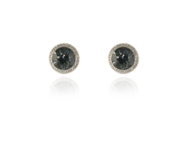 Crystal  Tamar Pierced Earrings  | Rhodium Silver Night
