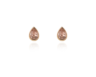 Crystal  Ran Pierced Earrings  | Pink Gold Vintage Rose