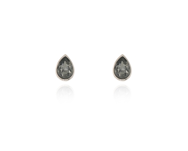 Crystal  Ran Pierced Earrings  | Rhodium Silver Night