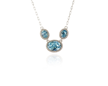 Crystal  Tahira Necklace  | Rhodium Aquamarine