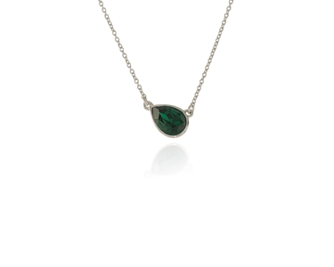 Crystal  Ran Necklace  | Rhodium Emerald