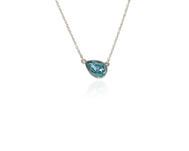 Crystal  Ran Necklace  | Rhodium Aquamarine