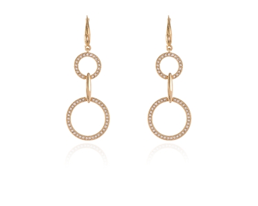 Crystal  Lara Long  Lever Back Earrings  | Gold Crystal