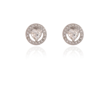 Crystal  Posy Pierced Earrings  | Rhodium Crystal
