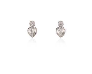 Crystal  Posy Simple Pierced Earrings  | Rhodium Crystal