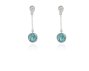 Crystal  Ekin Brilliant Pierced Earrings  | Rhodium Light Turquoise