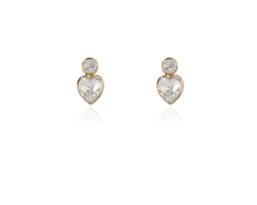 Crystal  Posy Simple Pierced Earrings  | Gold Crystal