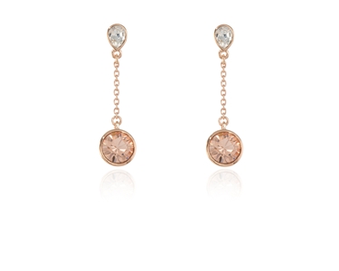 Crystal  Ekin Brilliant Pierced Earrings  | Pink Gold Light Peach