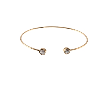 Crystal  Solitaire Spring Bangle  | Gold Crystal