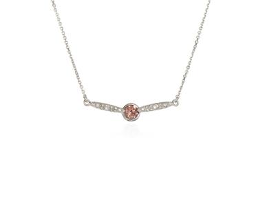 Crystal  Lara Bar Pavee Necklace  | Rhodium Blush Rose