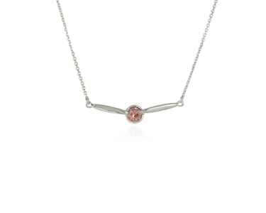 Crystal  Lara Bar Necklace  | Rhodium Blush Rose