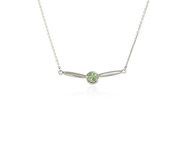 Crystal  Lara Bar Necklace  | Rhodium Peridot
