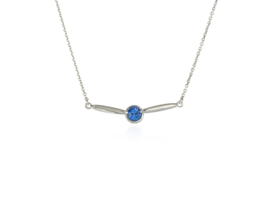 Crystal  Lara Bar Necklace  | Rhodium Sapphire